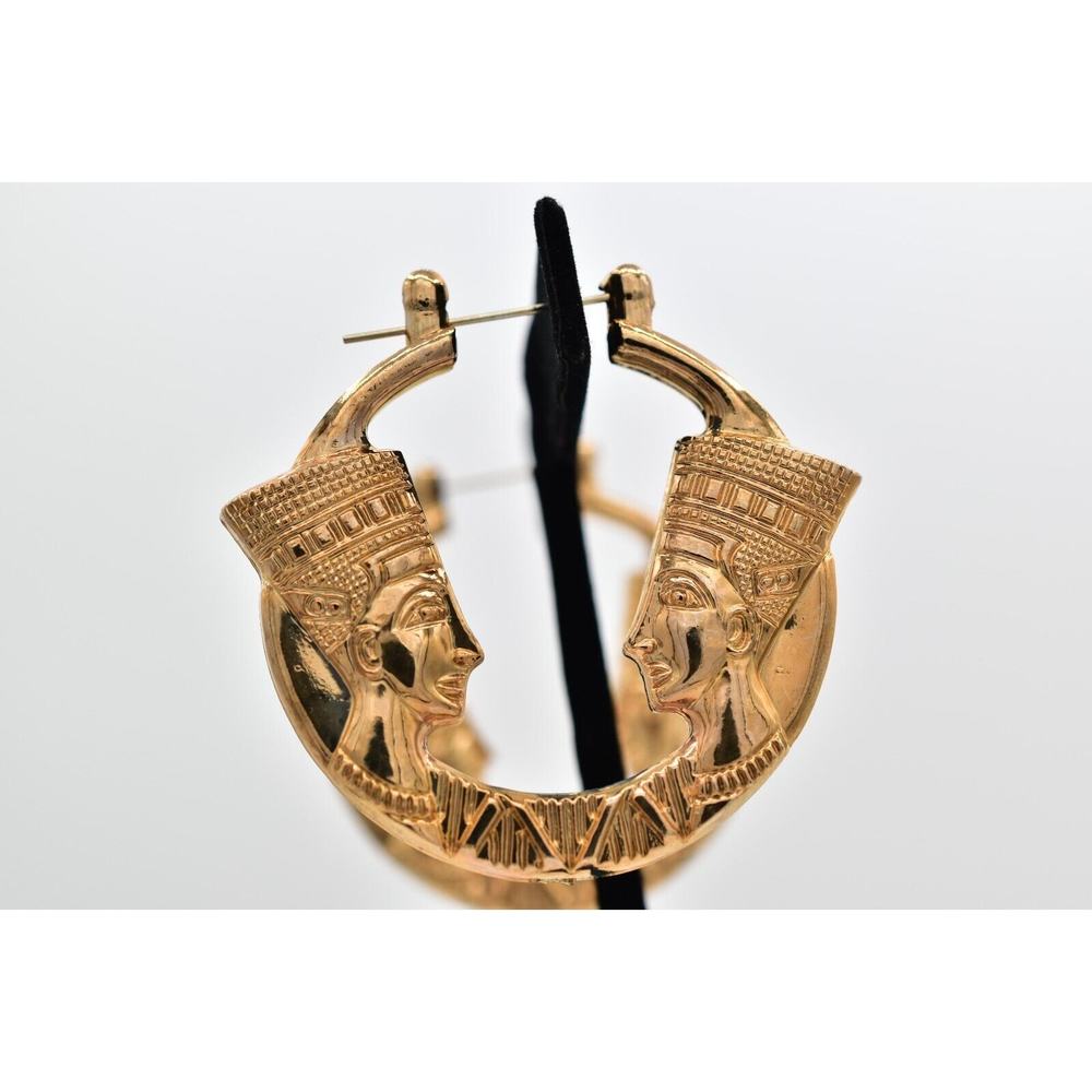 Luxor Vintage Earrings Gold Pharaoh Egyptian Chunky Dangle NOS 1990s A22